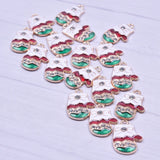 20pcs Christmas Gloves Rhinestone Enamel Charms Pendant DIY Jewelry Making