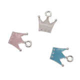20pcs Mini Baby Pin Charms Silver Plated Enamel Islamic Crown Shape