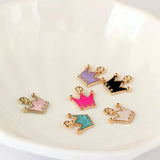 20pcs Mini Baby Pin Charms Silver Plated Enamel Islamic Crown Shape