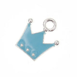 20pcs Mini Baby Pin Charms Silver Plated Enamel Islamic Crown Shape