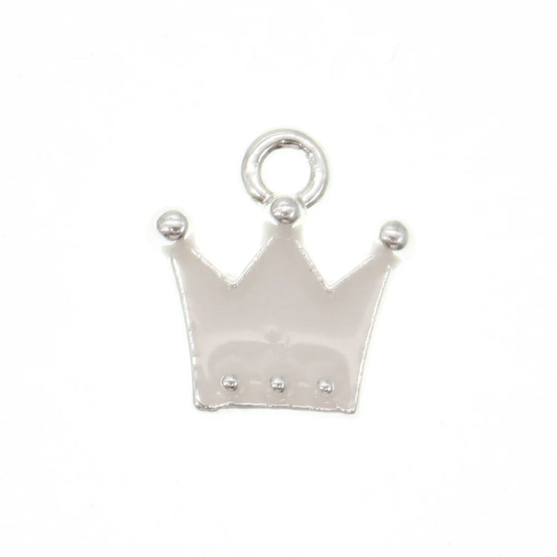 20pcs Mini Baby Pin Charms Silver Plated Enamel Islamic Crown Shape