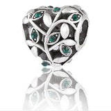 20pcs Alloy Rhinestone Leafs Heart Beads DIY Jewelry Making