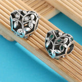 20pcs Alloy Rhinestone Leafs Heart Beads DIY Jewelry Making