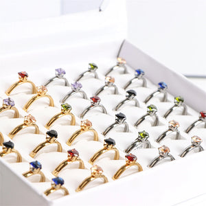 20pcs Rhinestone Crystal Steel Rings Wedding Mix