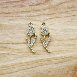 20pcs Rose Flower & Rhinestones Charms Pendants for DIY Earrings