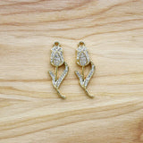 20pcs Rose Flower & Rhinestones Charms Pendants for DIY Earrings