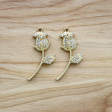 20pcs Rose Flower & Rhinestones Charms Pendants for DIY Earrings