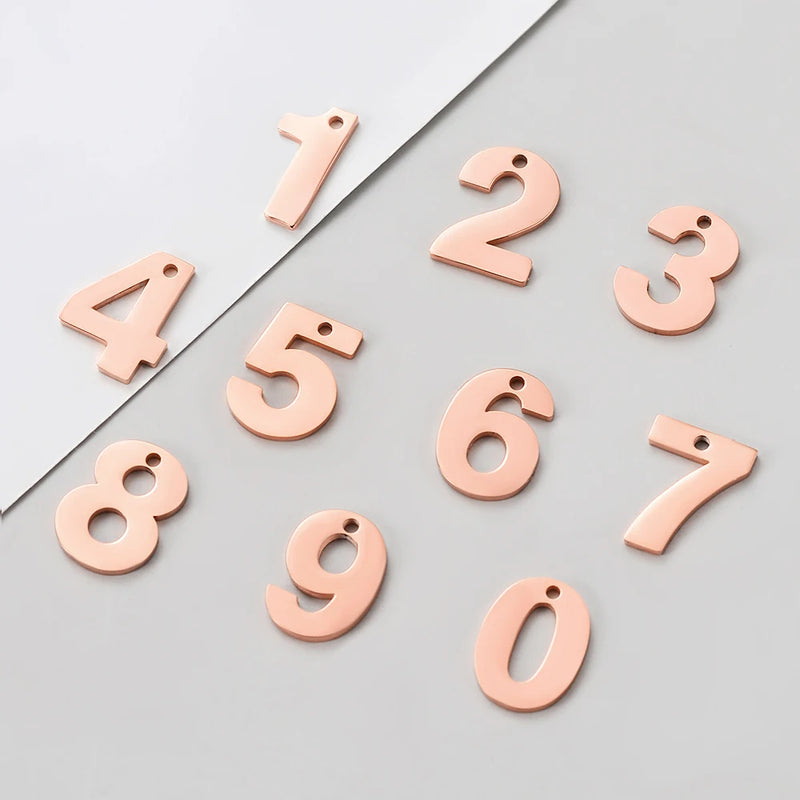 20pcs Stainless Steel Mirror Number Charms Pendants DIY Jewelry Making