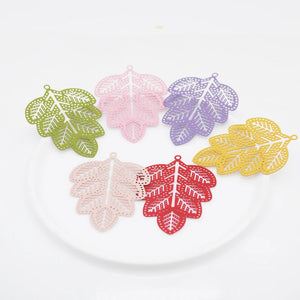 20pcs Colorful Leaf Charms Zinc Alloy Pendant for DIY Jewelry Earrings