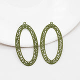 20pcs Hollow Out Oval Rubber Paint Charms Earring Necklace DIY Jewelry Pendants