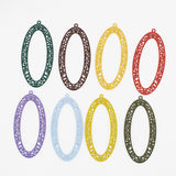 20pcs Hollow Out Oval Rubber Paint Charms Earring Necklace DIY Jewelry Pendants