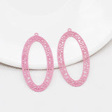 20pcs Hollow Out Oval Rubber Paint Charms Earring Necklace DIY Jewelry Pendants