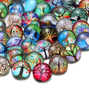 20pcs/Lot Glass Charms 18mm Snap Button Jewelry Mixed Theme Patterns
