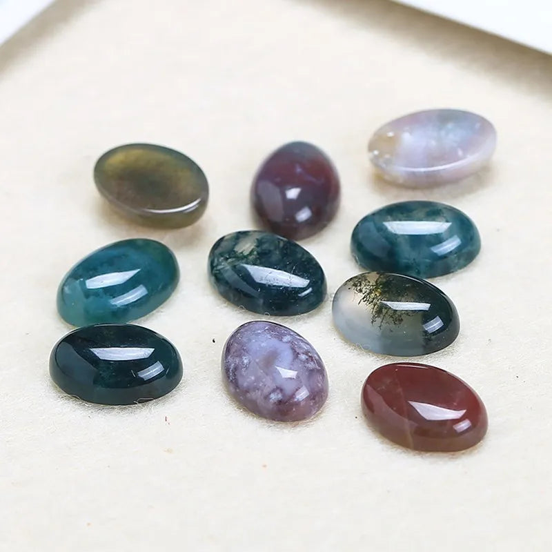 20pcs Natural Stone Agate Oval Shape CAB Cabochons Mixed Bead For Jewelry Making