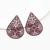 20pcs/Lot Filigree Charms Metal Water Droplets Hollow Pendant