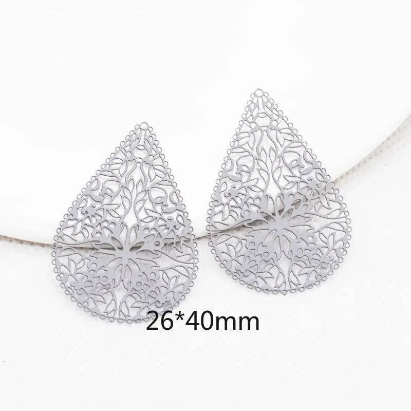 20pcs/Lot Filigree Charms Metal Water Droplets Hollow Pendant