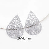 20pcs/Lot Filigree Charms Metal Water Droplets Hollow Pendant