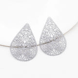 20pcs/Lot Filigree Charms Metal Water Droplets Hollow Pendant