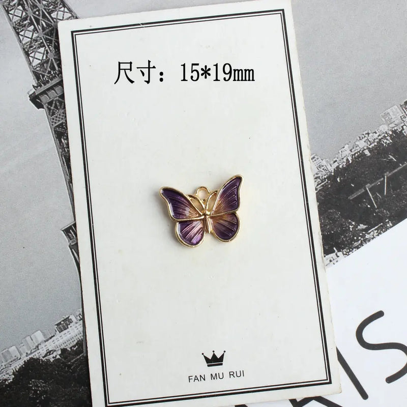 20pcs Drop Oil Butterfly Charms 15*19mm Enamel Zinc Alloy Animals Pendants