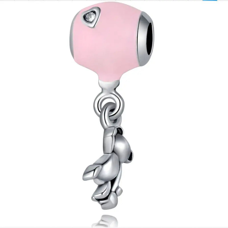 20pcs Pink Enamel Bear Dangle Charms for DIY Jewelry Making