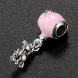 20pcs Pink Enamel Bear Dangle Charms for DIY Jewelry Making