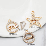 20pcs Rhinestone Star Round Geometric Charms for DIY Jewelry Making