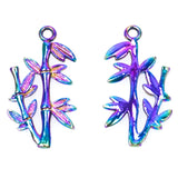 20pcs Rainbow Bamboo Leaves Branch Trunk Charms for Jewelry Making