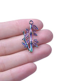 20pcs Rainbow Bamboo Leaves Branch Trunk Charms for Jewelry Making