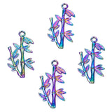 20pcs Rainbow Bamboo Leaves Branch Trunk Charms for Jewelry Making