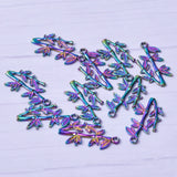 20pcs Rainbow Bamboo Leaves Branch Trunk Charms for Jewelry Making