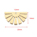 20pcs Raw Brass Textured Semicircle Sun Flower Half Round Charms