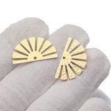 20pcs Raw Brass Textured Semicircle Sun Flower Half Round Charms