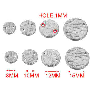 20pcs Stainless Steel Double Hole Texture Circle Earrings Connectors