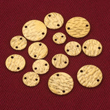 20pcs Stainless Steel Double Hole Texture Circle Earrings Connectors
