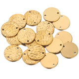 20pcs Stainless Steel Double Hole Texture Circle Earrings Connectors