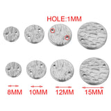 20pcs Stainless Steel Double Hole Texture Circle Earrings Connectors