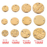 20pcs Stainless Steel Double Hole Texture Circle Earrings Connectors
