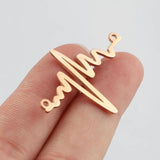 20pcs Stainless Steel EKG Pulse Charm Heartbeat Connectors