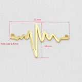 20pcs Stainless Steel EKG Pulse Charm Heartbeat Connectors