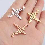 20pcs Stainless Steel EKG Pulse Charm Heartbeat Connectors