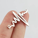 20pcs Stainless Steel EKG Pulse Charm Heartbeat Connectors