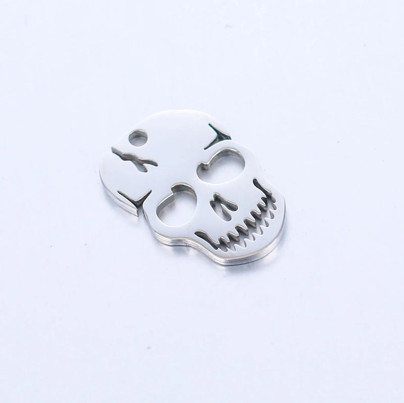 20pcs Stainless Steel Hollow Out Skull Head Charm Pendant DIY Jewelry Making
