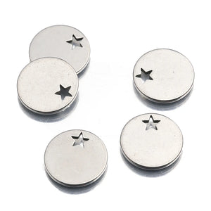 20pcs Stainless Steel Round Star Charms for Women Bracelet Necklace DIY
