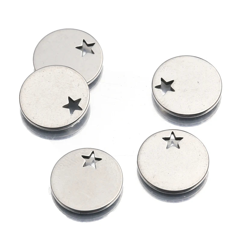 20pcs Stainless Steel Round Star Charms for Women Bracelet Necklace DIY