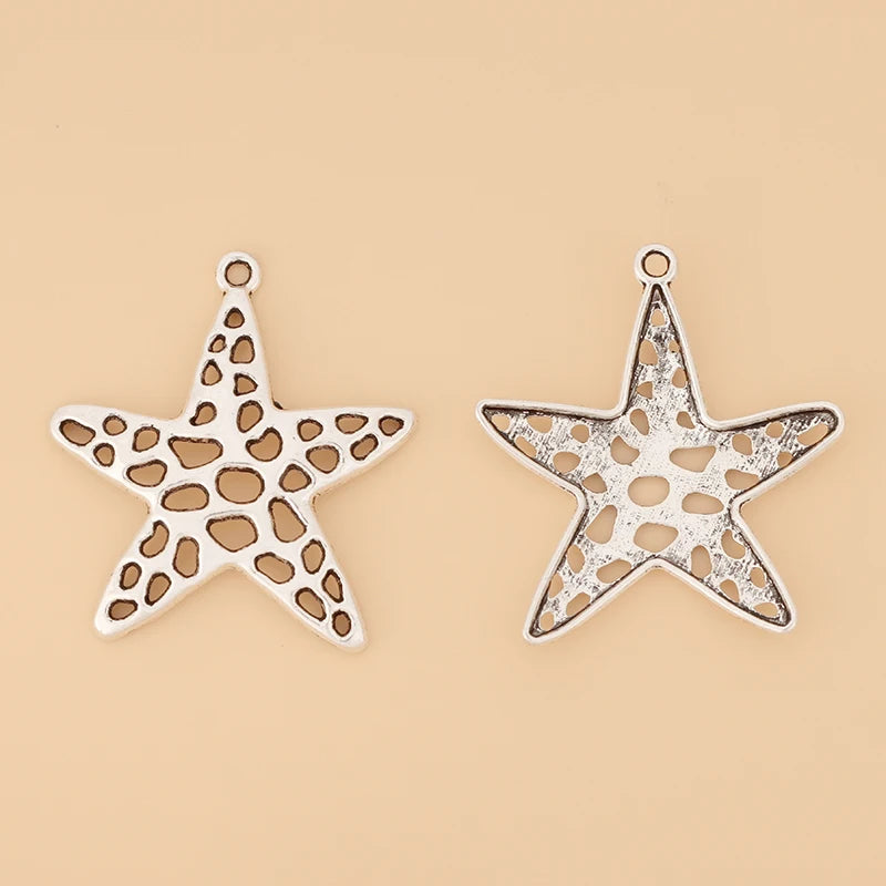 20pcs/Lot Starfish Star Tibetan Silver Charms for Necklace Making