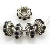 20pcs Vintage Silver Big Hole Beads Crystal European Charm Bracelet DIY