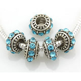 20pcs Vintage Silver Big Hole Beads Crystal European Charm Bracelet DIY