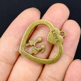20pcs Antique Bronze Love Heart Charms Boy and Girl Pendant 33x30mm