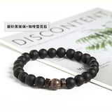 Men's Glass Beaded Bracelet Set with Chakra Natural Stone Beads