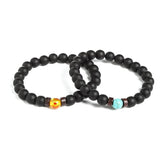 Men's Glass Beaded Bracelet Set with Chakra Natural Stone Beads